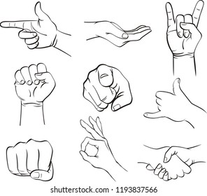 Human Hand collection, different hands, gestures, signals and signs
