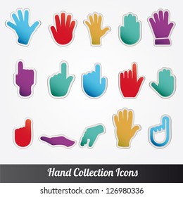 Human Hand collection, different hands, gestures, signals and signs. Vector icon set
