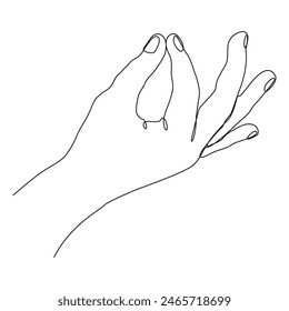 Human hand continuous line art drawing. Arm linear holding gesture. Vector illustration isolated on white.