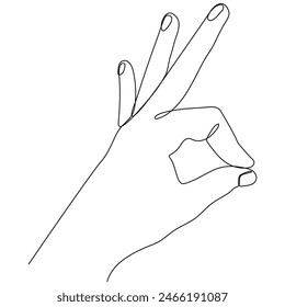 Dibujo de arte de línea continua de mano humana. Gesto de sujeción lineal del brazo. Ilustración vectorial aislada en blanco.