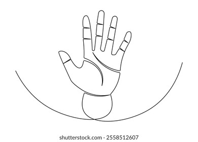 Human hand continuous one line drawing of human arm in isolate outline simple vector icon