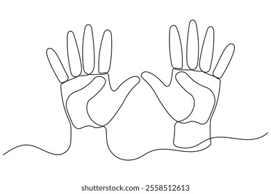 Human hand continuous one line drawing of human arm in isolate outline simple vector icon