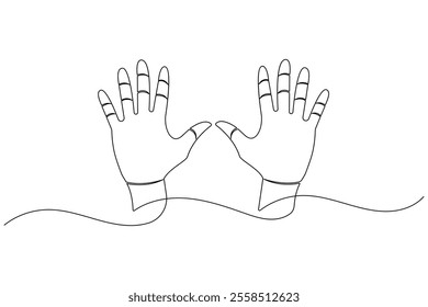 Human hand continuous one line drawing of human arm in isolate outline simple vector icon