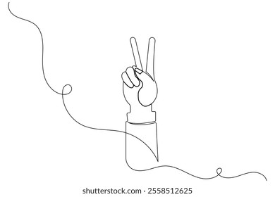 Human hand continuous one line drawing of human arm in isolate outline simple vector icon
