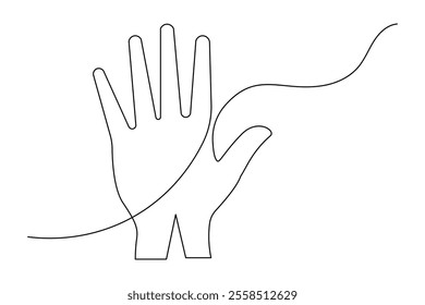 Human hand continuous one line drawing of human arm in isolate outline simple vector icon