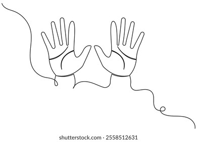Human hand continuous one line drawing of human arm in isolate outline simple vector icon