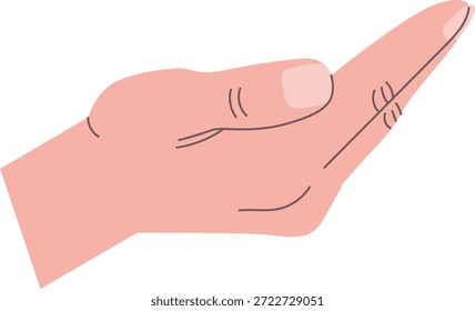 A mão humana se entupiu para a frente com os dedos juntos, palma para cima, linhas de contorno limpas e vincos sutis. Símbolo de dar, apoiar, receber, cuidar, doar e ajudar. Ilustração de vetor de desenhos animados.