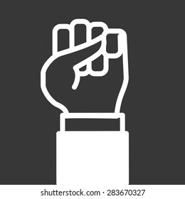 Human hand design over black background, vector illustration