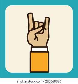 Human hand design over blue background, vector illustration
