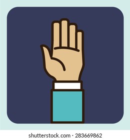 Human hand design over blue background, vector illustration