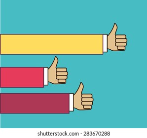 Human hand design over blue background, vector illustration