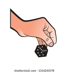 human hand with dice isolated on white vector drawing