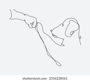 Human hand and dog paw. Friendship