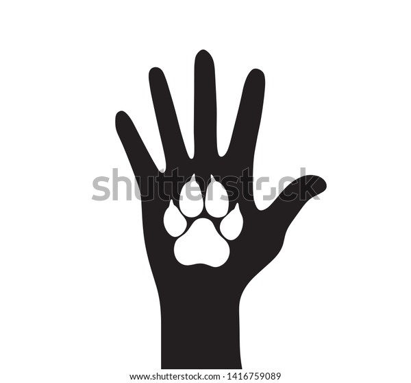 Human Hand Dog Paw Print Stock Vector (Royalty Free) 1416759089 ...