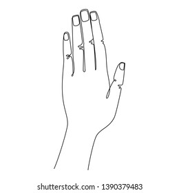 Human hand drawing in one line drawing. Minimal art