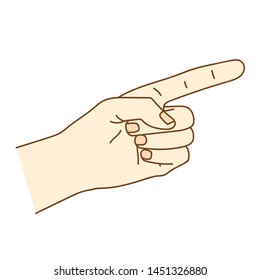 Human hand drawing with pointing finger in modern style, Look forward at the point vector illustration