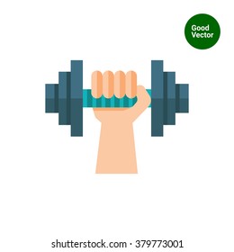 Human hand with dumbbell