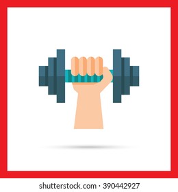 Human hand with dumbbell