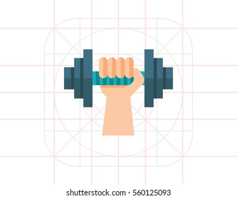 Human hand with dumbbell