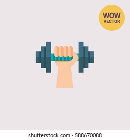 Human hand with dumbbell