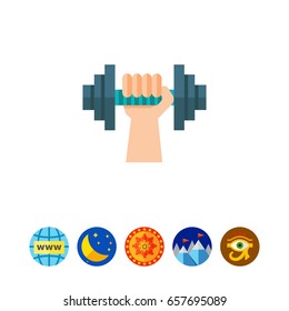 Human hand with dumbbell