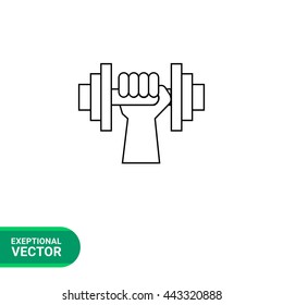 Human Hand with Dumbbell Icon