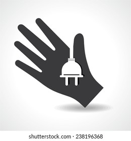 Human hand with electric plug symbol concept stock vector 