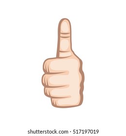 human hand with finger up good gesture  over white background. colorful design. vector illustration