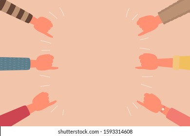 human hand finger promise sign teamwork together concept, flat vector illustration