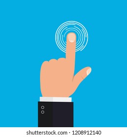 Human hand with finger touch to screen - icon sign. Design element.