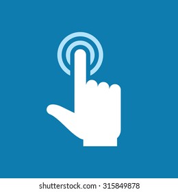 Human hand with finger touch to screen - icon sign. Surface display. Design element. 