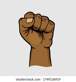 Human hand. Fist raised up. Protest art.