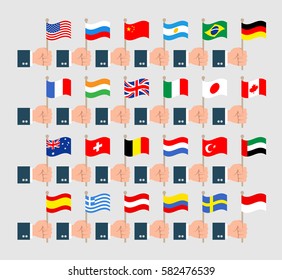 human hand with flag set
