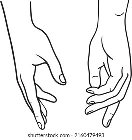 Human Hand Front And Back View Vector Illustration, Male Female Anatomy Line Art