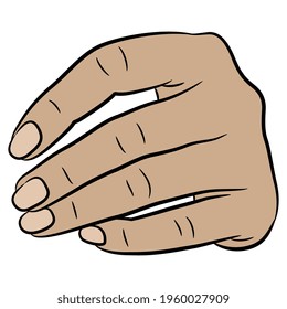 Mano humana. Vista frontal. Estilo de caricatura.