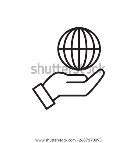 Human hand gently cradling and supporting the entire world globe.