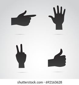 Human hand gesture icon set isolated on white background. Vector art.
