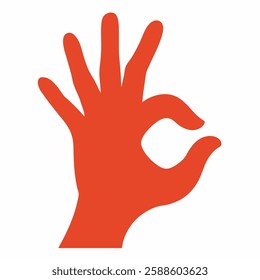 Human hand gesture Ok icon. Ok icon, human hand gesture okay symbol vector on white background.