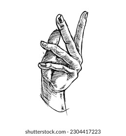 Human Hand Gesture Sketch, hand drawn illustration vector