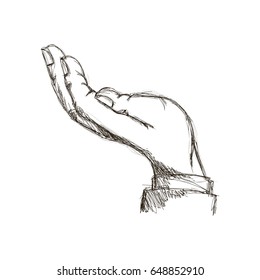 human hand gesture support help engraving icon