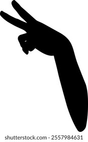 Human hand gesturing, detailed black silhouette. 