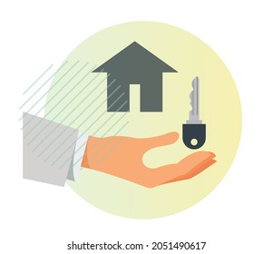 Human Hand Get House Key - Stockillustration als EPS10-Datei