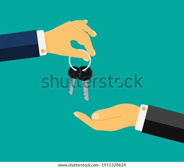 Human hand\
gives the keys. House for sale, rent. Buying or selling a car. The\
concept of buying or sellingt. Loan, mortgage or property concept.\
Handing over keys from hand to\
hand.