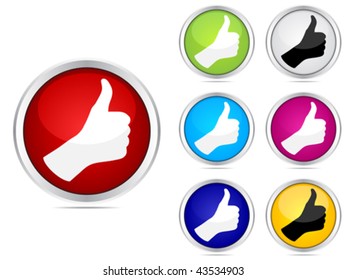 Human hand giving ok buttons different colors