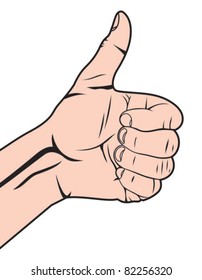 Human hand giving ok (Vector hand showing thumbs up)