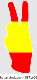 Human hand giving victory sign