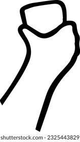 human hand with glass doodle linear cartoon coloring book