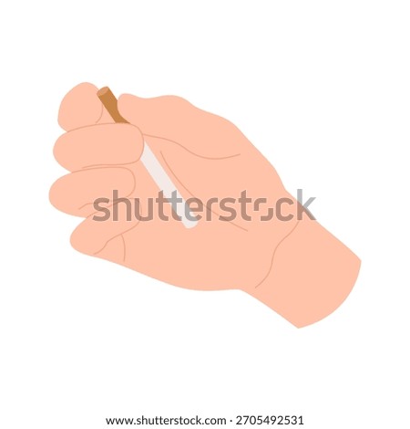 Human hand grasping cigarette on white background isolated for smoking concept vector illustration