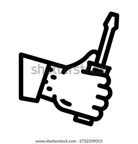 Human hand grasping a slotted screwdriver, symbolizing tools, construction, fixing, and manual labor essential for building, assembly, and improvements in various domains