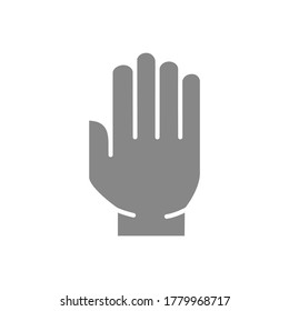 Human hand gray icon. Stop gesture symbol